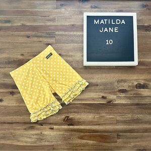 Matilda Jane Make Believe School Bus Shorties 10 Yellow Polka Dot Shorts Knit